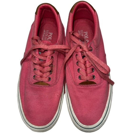 Polo Ralph Lauren Thornton II Canvas Men’s Size 9 D Sneakers Pink‎ - Picture 1 of 6